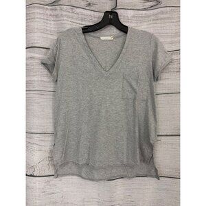 Lush Gray V-Neck Short Sleeve Tee With Pocket Size XS